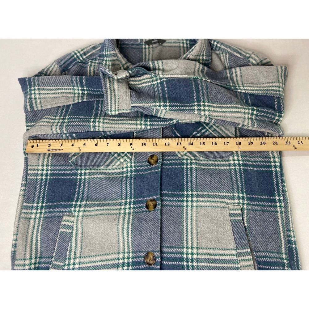 Members Mark Plaid Shacket Womens Small Everglade Blue Grey Button Front Jacket - Picture 6 of 10